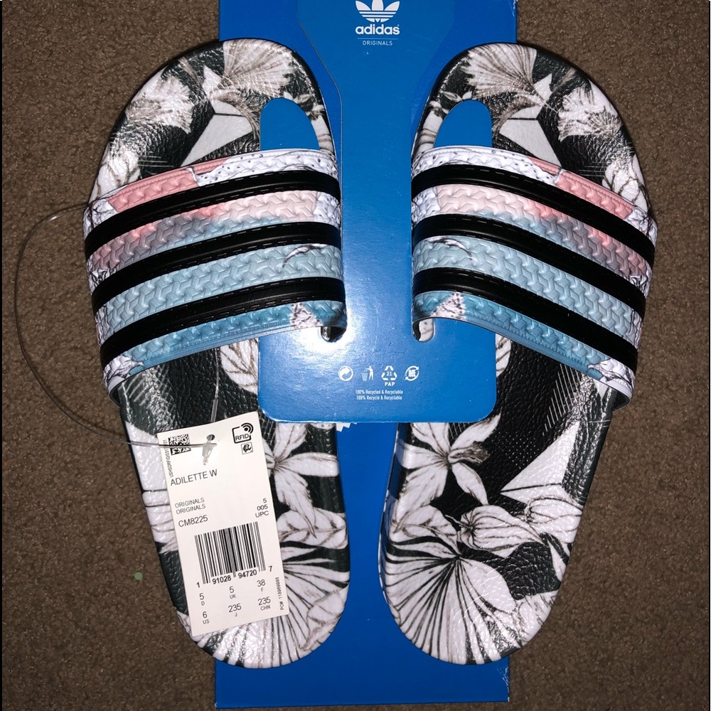 Adidas Adilette Flower Slides